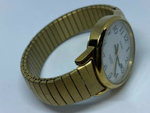 Load image into Gallery viewer, Timex Indiglo Men 30m Gold-White Stretch Analog Quartz Watch Hours~Date~New Batt
