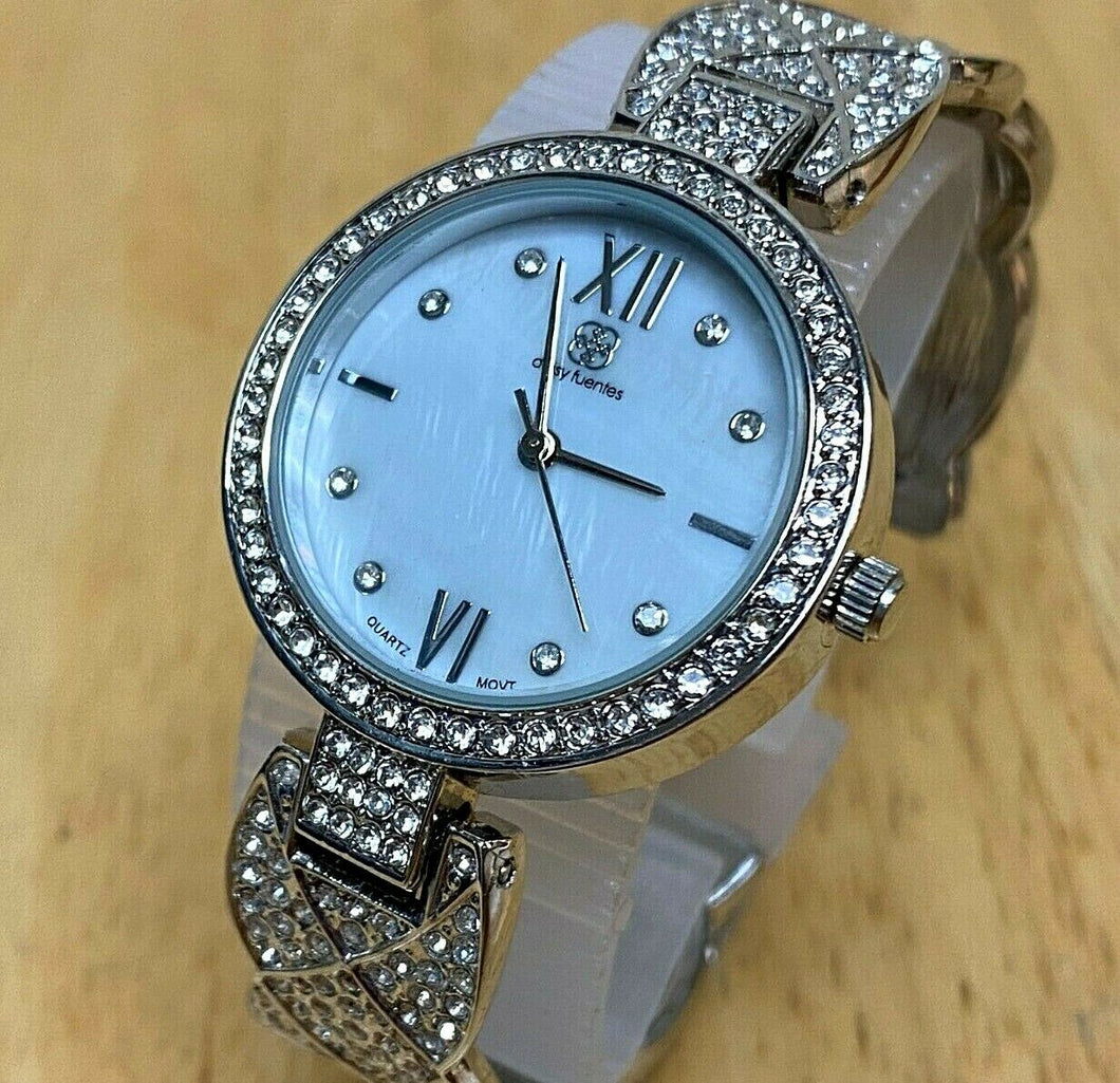 Unused Daisy Fuentes Lady Rhinestone Cuff Bangle Quartz Watch Hours~New Battery