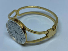 Load image into Gallery viewer, Anne Klein II Lady Gold Tone White Cuff Bangle Analog Quartz Watch Hour~New Batt
