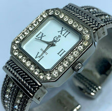 Load image into Gallery viewer, Premier Design Lady Silver Rhinestone Cuff Bangle Quartz Watch Hours~New Battery
