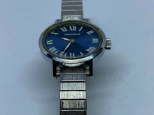 Load image into Gallery viewer, Caravelle By Bulova Lady Silver Blue Oval Swiss Hand-Wind Mechanical Watch Hours
