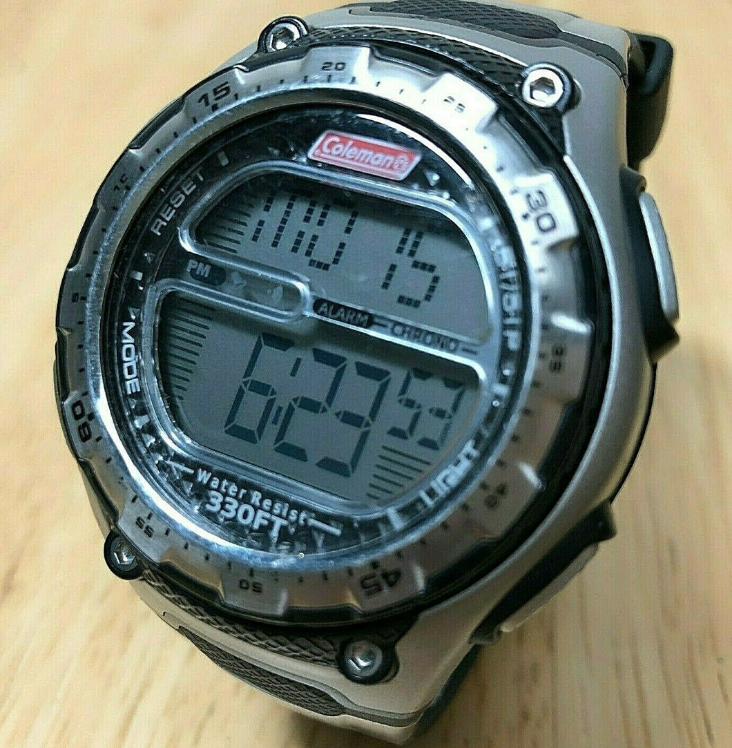 Coleman Mens 100m Diver Moving Bezel Digital Alarm Chrono Watch Hour~New Battery