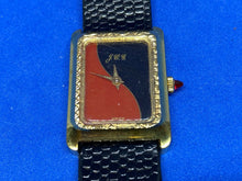 Load image into Gallery viewer, Vintage J&amp;G Gold Tone Rectangle Leather Swiss Hand-Wind Mechanical Watch Hours
