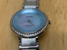 Load image into Gallery viewer, Citizen Eco-Drive E031 Lady Silver Rhinestone Solar Analog Quartz Watch Hours
