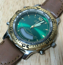Load image into Gallery viewer, Armitron Mens 30m Moving Bezel Dual Tone Green Quartz Watch Hours~Partial Work
