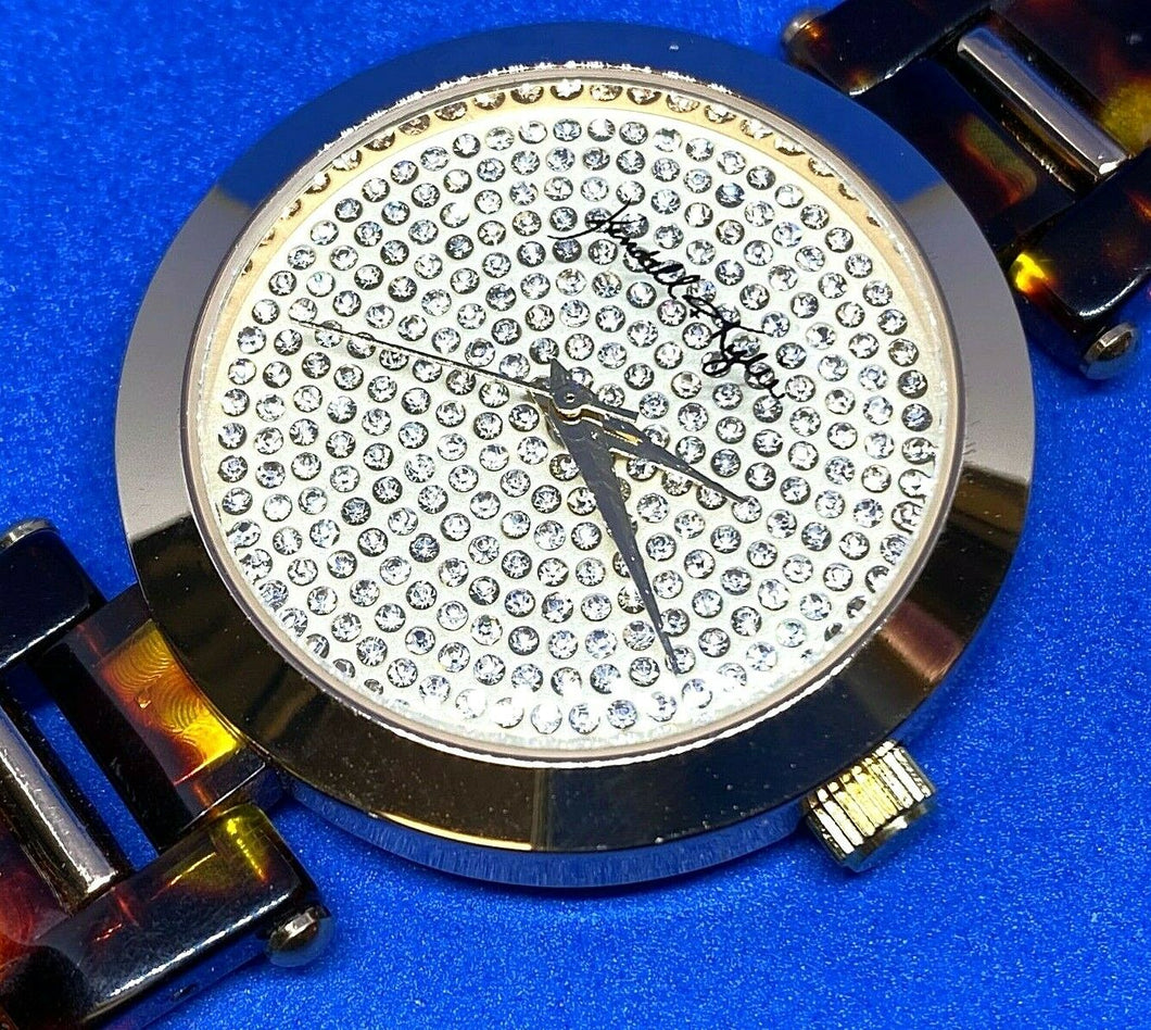 Kendall & Kylie Lady Gold Tone Faux Tiger Eye Analog Quartz Watch Hours~New Batt