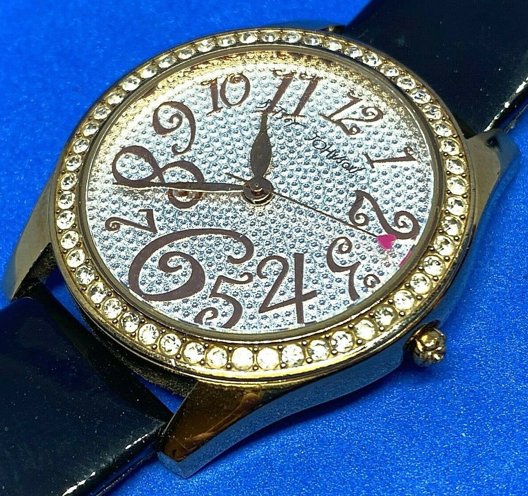 Betsey Johnson Men Lady Gold Tone Rhinestone Analog Quartz Watch Hour~New Batter