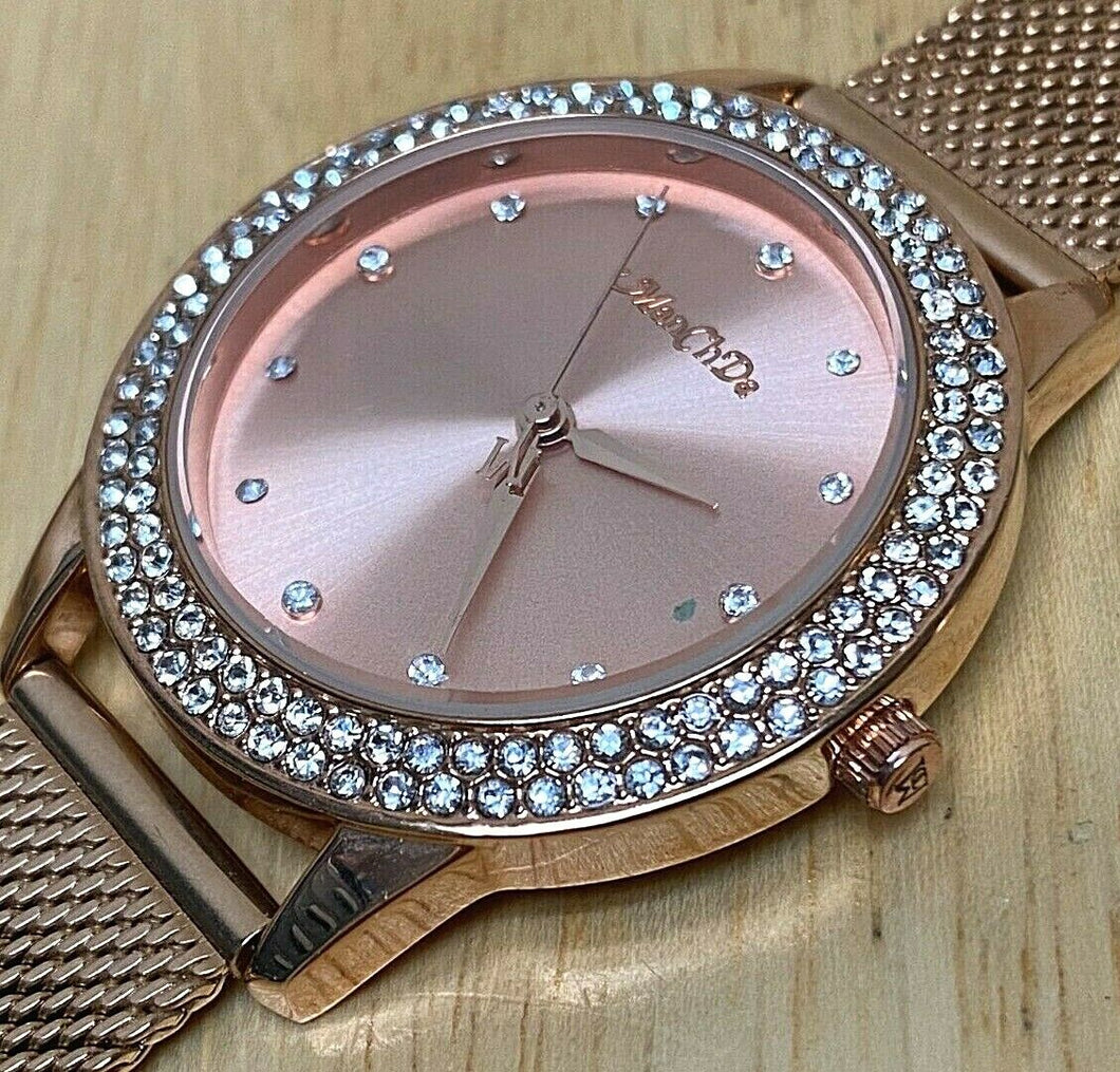 Unused Manchda Lady Rose Gold Rhinestone Mesh Analog Quartz Watch Hours~New Batt