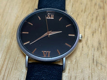 Load image into Gallery viewer, ORTZ  Mens Ultra Thin Silver Black Leather Analog Quartz Watch Hours~New Battery
