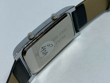 Load image into Gallery viewer, M Logo Men Silver Rectangle Leather Dual-Movements Quartz Watch Hour~New Battery
