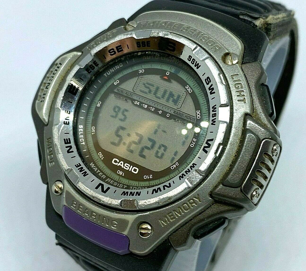 Vintage CASIO Pro Trek PRT-410 Tripe Sensor Digital Quartz Watch Hour~New Batter