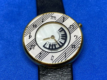 Load image into Gallery viewer, St Martin Lady Gold Tone Music Themed Leather Analog Quartz Watch Hours~New Batt

