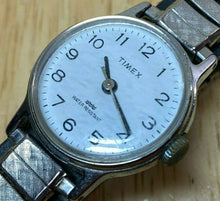 Load image into Gallery viewer, Vintage Timex Lady Classic Silver White Stretch Hand-Wind Mechanical Watch Hours
