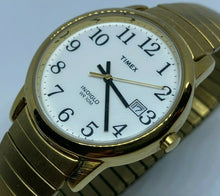 Load image into Gallery viewer, Timex Indiglo Men 30m Gold-White Stretch Analog Quartz Watch Hours~Date~New Batt

