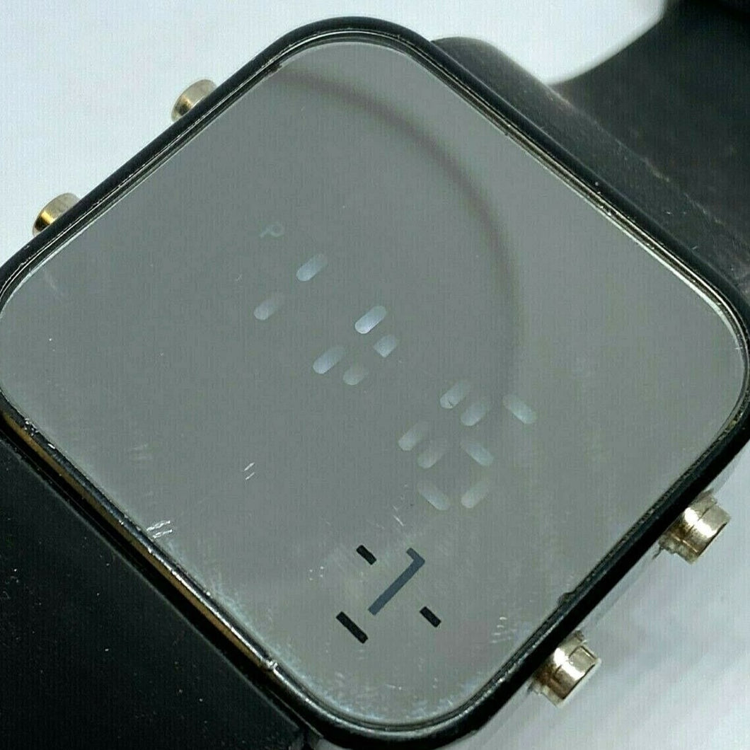 Mirror 1:Face Square Modern Black LED Digital Quartz Watch Hour~Date~New Battery