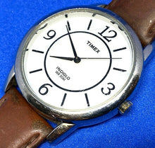 Load image into Gallery viewer, Timex Indiglo Mens 30m Silver Tone Leather Analog Quartz Watch Hours~New Battery

