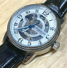 Load image into Gallery viewer, Stuhrling Men Lady 20J Silver Skeleton Leather Self-Wind Automatic Watch Hours
