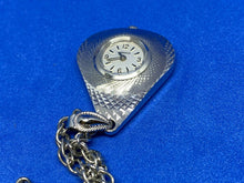 Load image into Gallery viewer, Unused VTG Caravelle By Bulova Lady Silver Hand-Wind Pendant Pocket Watch Hours
