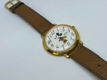 Load image into Gallery viewer, Vintage Lorus V501 Disney Mickey Large Gold Tone Quartz Watch Hours~New Battery
