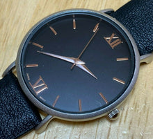 Load image into Gallery viewer, ORTZ  Mens Ultra Thin Silver Black Leather Analog Quartz Watch Hours~New Battery
