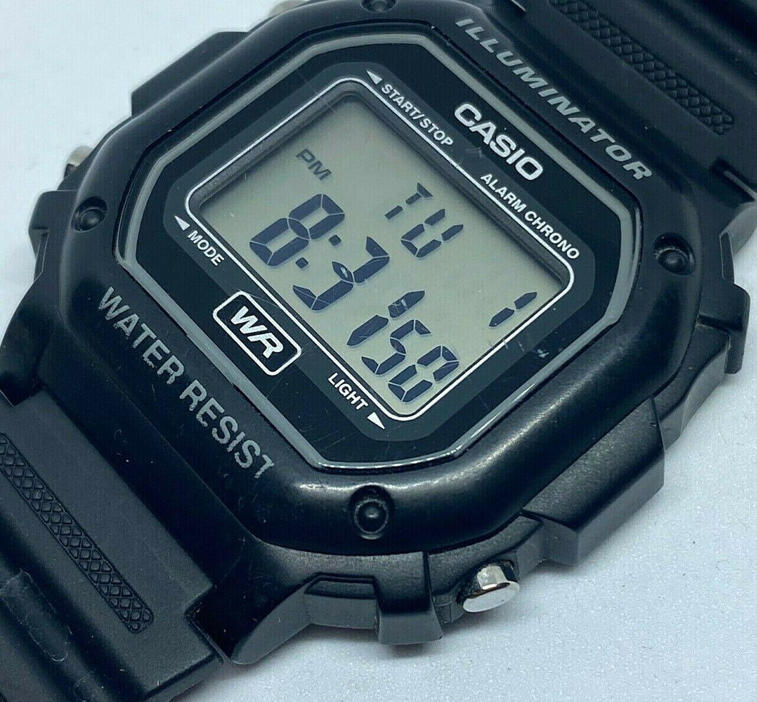 Casio F-108WH Mens All Black Digital Alarm Chrono Quartz Watch Hours~New Battery