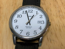Load image into Gallery viewer, Timex Mens 30m Silver White Leather Analog Quartz Watch Hours~Date~New Battery
