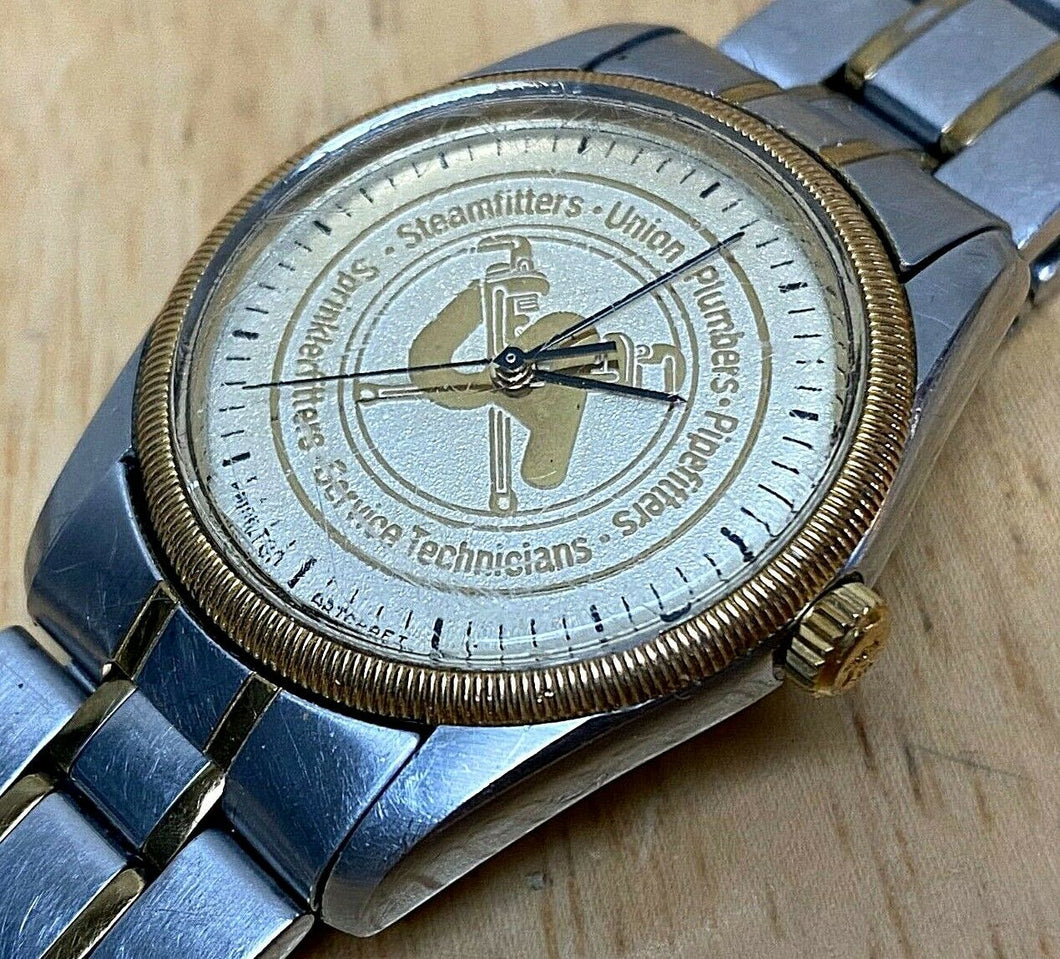 VTG Hamilton Artcraft Men Steamfitters Union Analog Quartz Watch Hour~New Batter