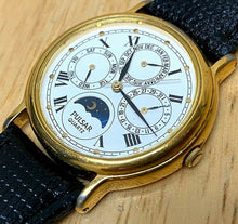 Load image into Gallery viewer, Vintage Pulsar Men Gold Tone Triple Date Moon Phase Quartz Watch Hour~New Batter
