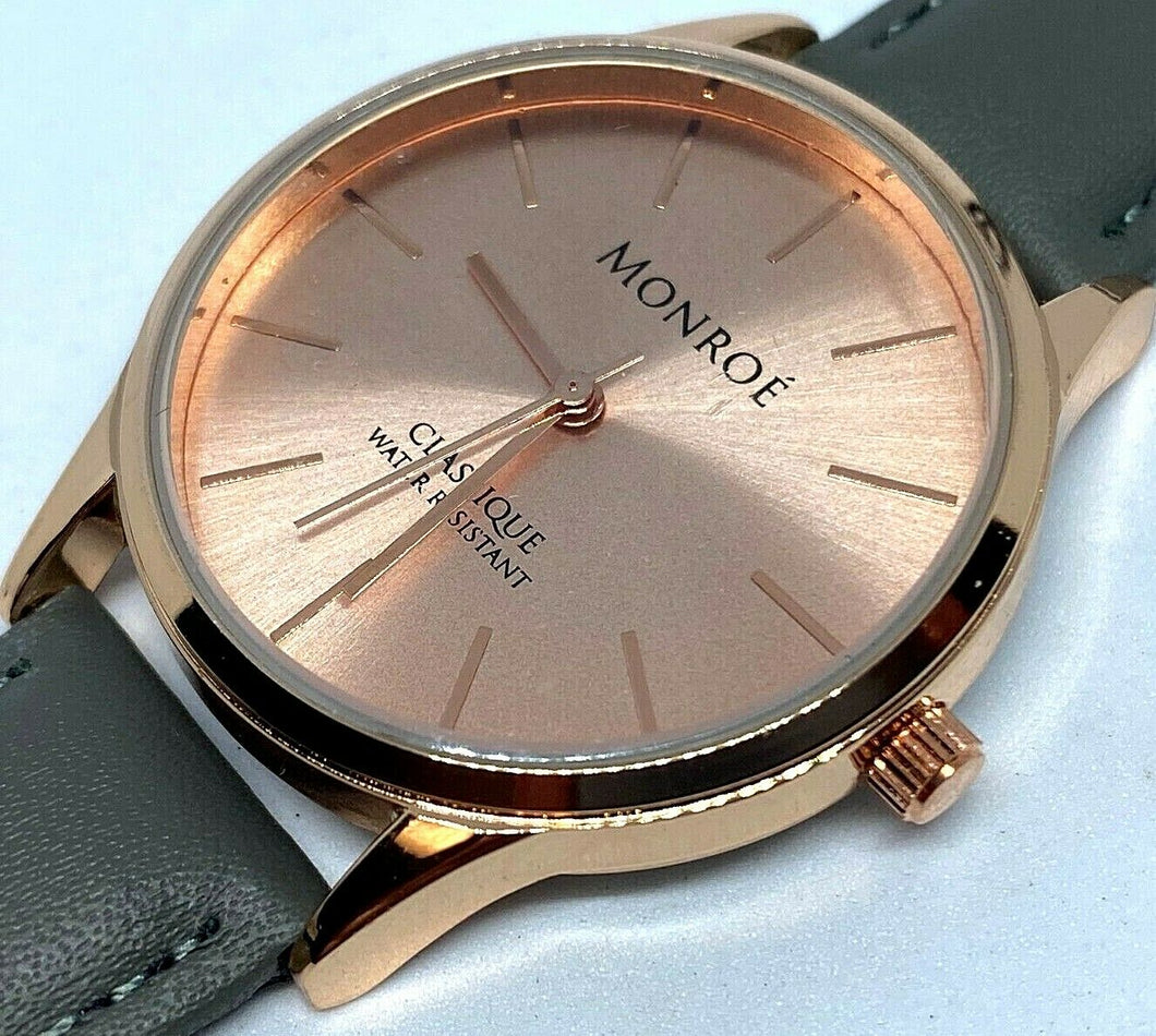 Unused Monroe MAESTRO Men Classique Rose Gold Analog Quartz Watch Hours~New Batt