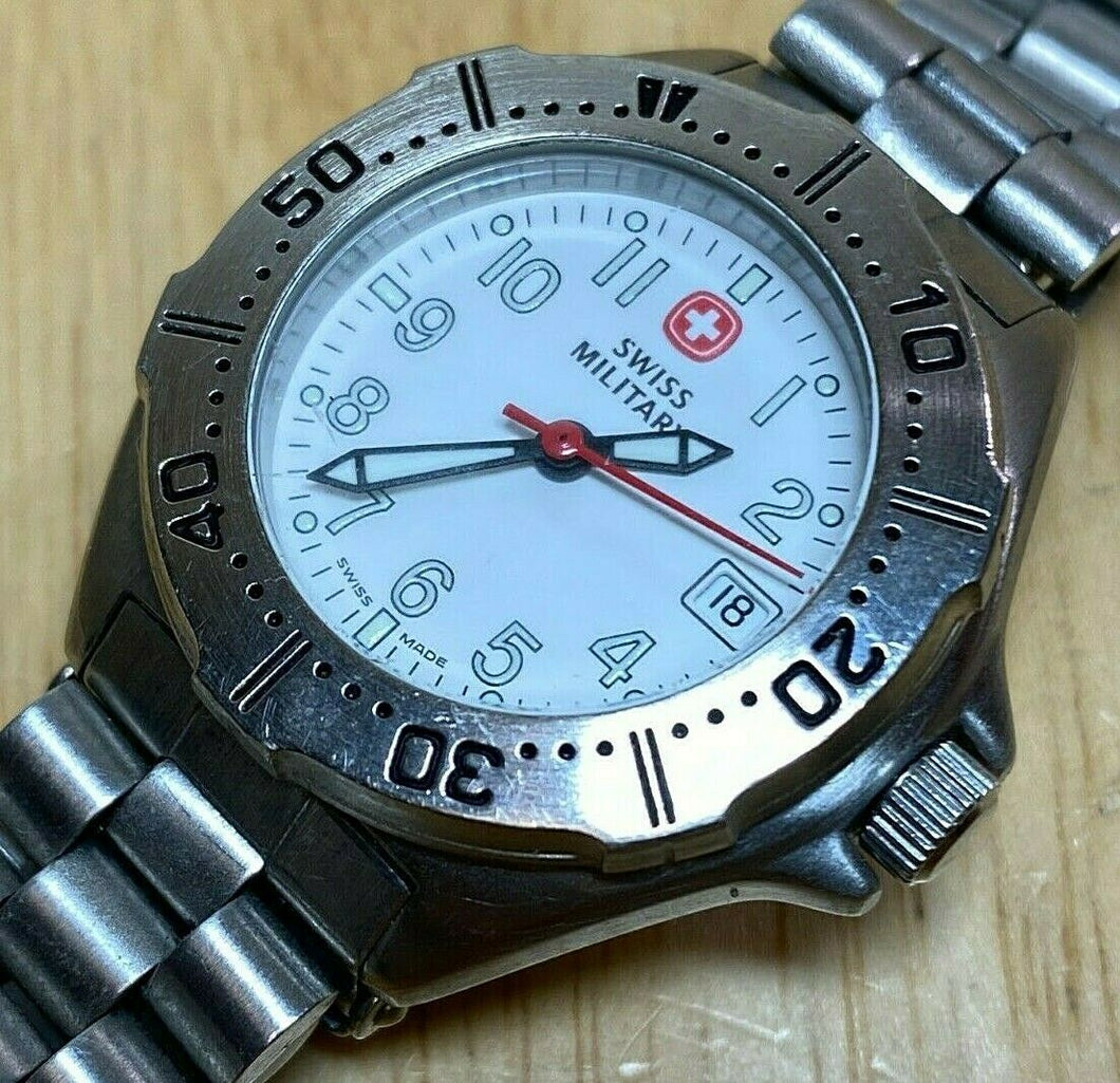 Swiss Military Lady 100m Move Bezel Diver Analog Quartz Watch Hour~Date~New Batt