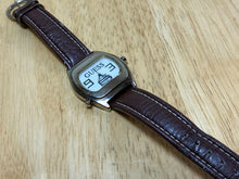 Load image into Gallery viewer, Vintage GUESS Indiglo Mens Leather Barrel Analog Quartz Watch Hours~New Battery
