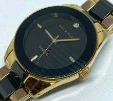 Load image into Gallery viewer, Anne Klein Men Gold Tone Black Real Diamond Analog Quartz Watch Hour~New Batter
