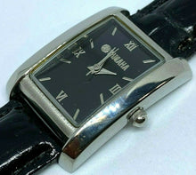 Load image into Gallery viewer, Unused Yamaha Lady Silver Black Rectangle Leather Quartz Watch Hours~New Battery
