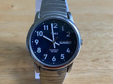 Load image into Gallery viewer, Timex Indiglo Men 50m Silver Black Stretch Analog Quartz Watch Hours-New Battery
