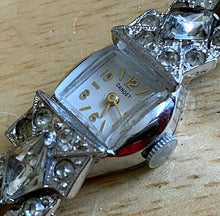 Load image into Gallery viewer, Vintage Canqet Lady Silver Bling Crystals Swiss Hand-Wind Mechanical Watch Hours
