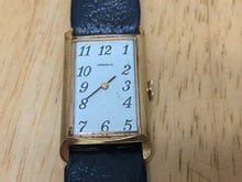 Load image into Gallery viewer, VTG Caravelle Bulova Rectangle Gold Tone Leather Hand-Wind Mechanical Watch Hour
