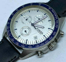 Load image into Gallery viewer, Fossil CH3028 Men 100m Silver Blue Steel Quartz Chronograph Watch Hours~New Batt
