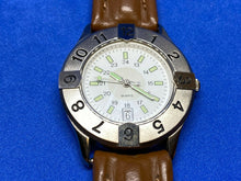 Load image into Gallery viewer, Vintage Avon Men Silver White Leather Analog Quartz Watch Hours~Date~New Battery

