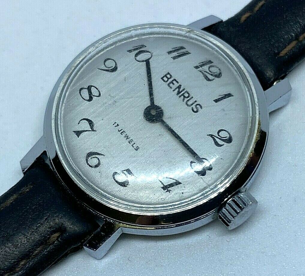 Vintage Benrus Lady 17 Jewels Classic Silver Hand-Wind Mechanical Watch Hours