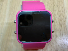 Load image into Gallery viewer, Mirror 1:Face Square Pink Modern Blue LED Digital Quartz Watch Hours~New Battery
