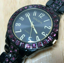 Load image into Gallery viewer, Gruen Men Lady Black Japan Movt Rhinestone Analog Quartz Watch Hour~New Battery
