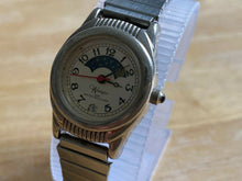 Load image into Gallery viewer, Vintage Wrangler Lady Silver Moon Phase Leather Quartz Watch Hours~Date~New Batt
