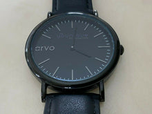 Load image into Gallery viewer, ARVO YOUNIQUE Fundation Men All Black Leather Analog Quartz Watch Hours~New Batt
