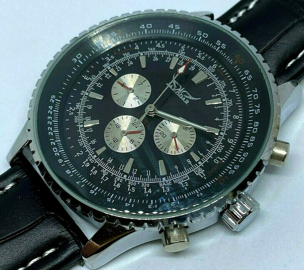 Jaragar Mens Silver Black Moving Bezel Self-Wind Automatic Watch Hours~Day Date