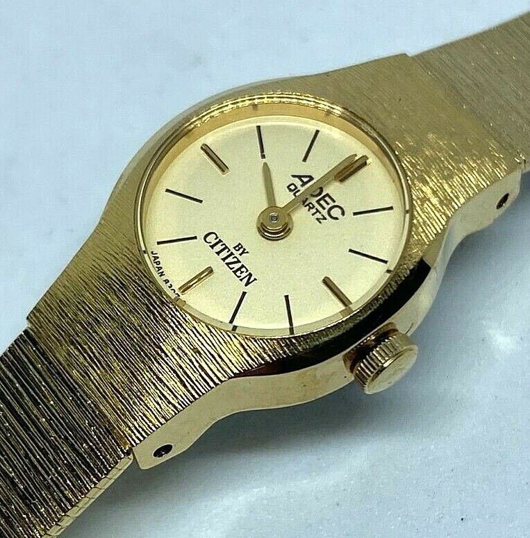 Unused ADEC Citizen Japan 8307 Lady Gold Tone Analog Quartz Watch Hours~New Batt