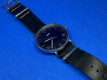 Load image into Gallery viewer, Timex Mens Silver Black Leather NATO Roman Analog Quartz Watch Hours~New Battery
