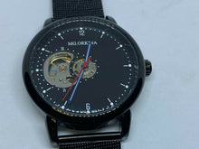 Load image into Gallery viewer, Clean MG. Orkina Men Black Skeleton Mesh Band Self-Wind Automatic Watch Hours

