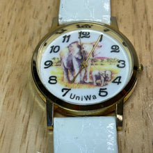 Load image into Gallery viewer, Vintage Uniwa Elephant Dial Mens Gold Tone Analog Quartz Watch Hours~New Battery
