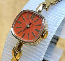 Load image into Gallery viewer, VTG Timex Lady Gold Tone Orange Dial Cocktail Hand-Wind Mechanical Watch Hours
