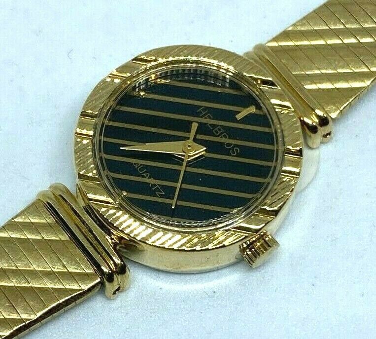 Vintage Helbros  Lady Gold Tone Mesh Band Analog Quartz Watch Hours~New Battery